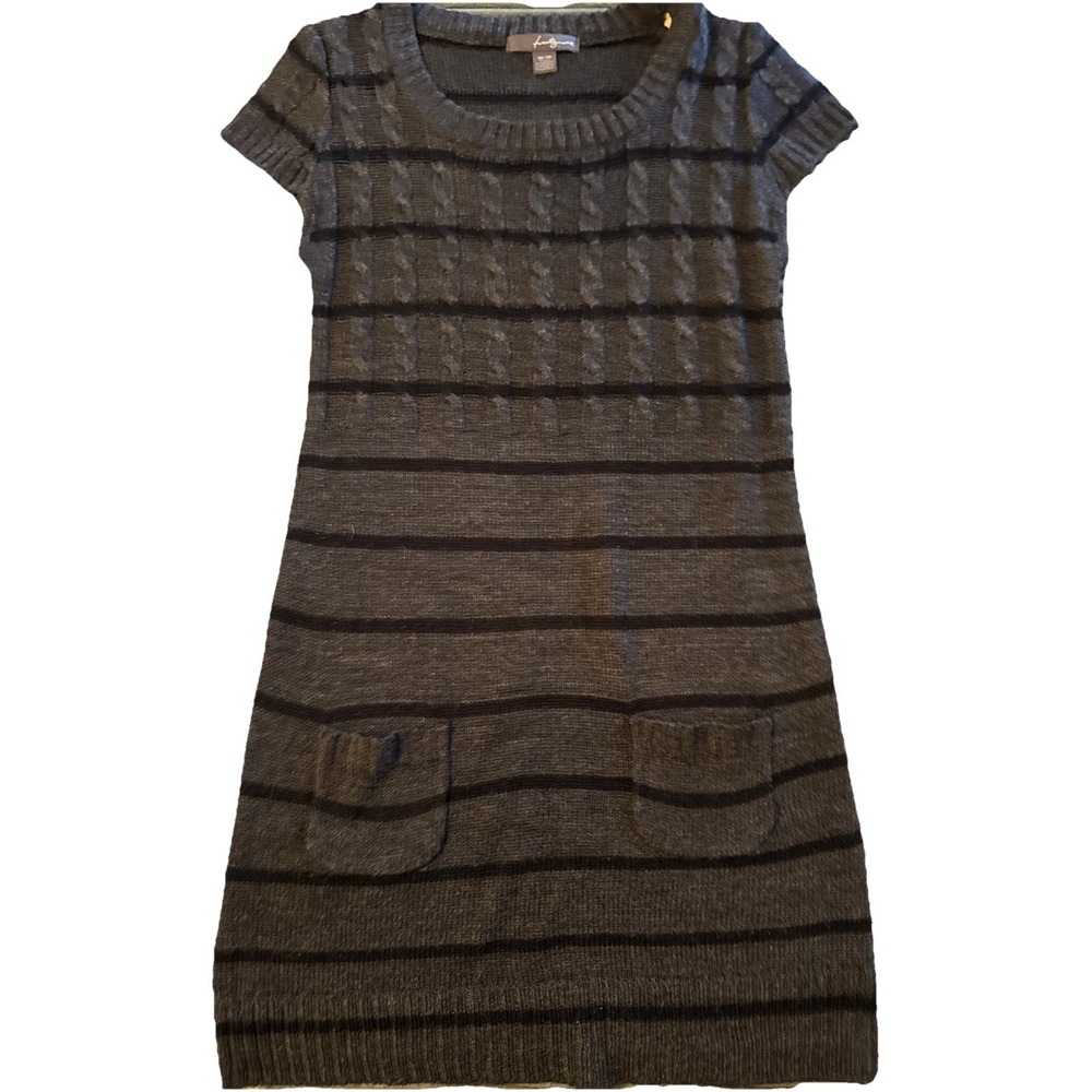 Vintage Cable Knit Sweater Dress Sz M Striped Boho Cottagecore Y2K Bella‎ Swan